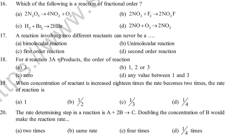 NEET UG Chemistry Chemical Kinetics MCQs, Multiple Choice Questions